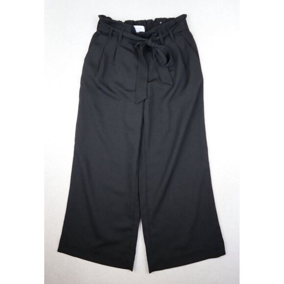 POPSUGAR - WOMEN'S BLACK WIDE LEG CROPPED PAPER BAG DRESS PANTS - SIZE XS - Picture 2 of 8